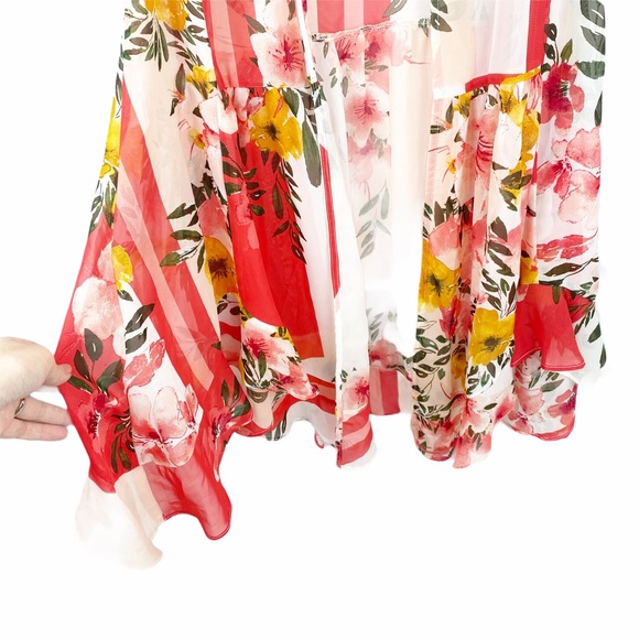 NWT Floral Color Block Sheer Vest Kimono XS - Picture 3 of 6